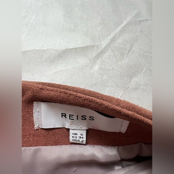 Reiss Pippa Dusty Pink Real Suede Mini Skirt US 2 UK 6 - Picture 6 of 7